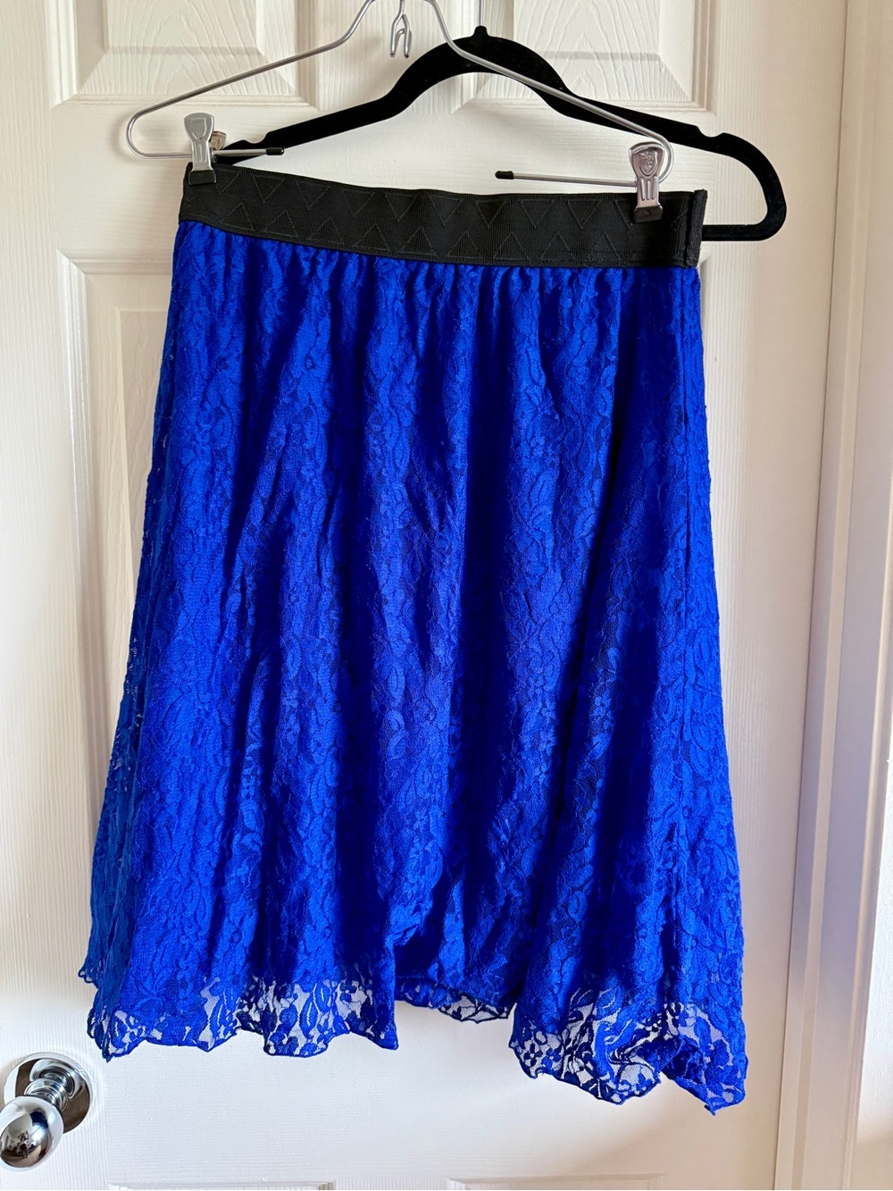 Lularoe Lucy Blue Lace Overlay Boho Midi Skirt